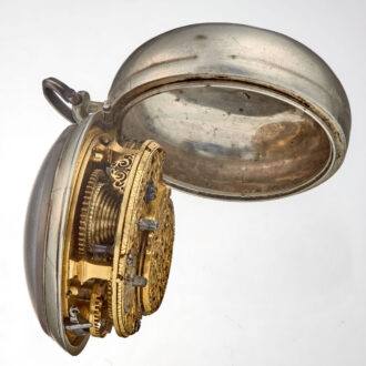 English verge with champleve dial in silver pair cases Circa 1760