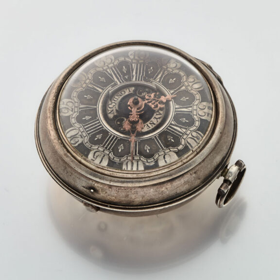 English verge with champleve dial in silver pair cases Circa 1760 English verge with champleve dial in silver pair cases Circa 1760