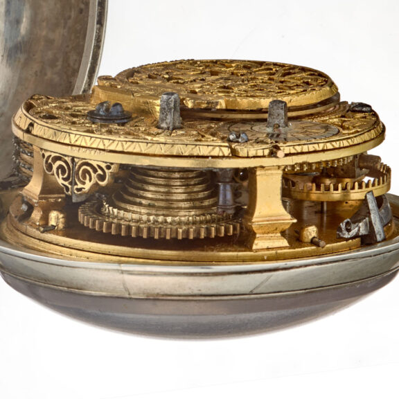 English verge with champleve dial in silver pair cases Circa 1760 English verge with champleve dial in silver pair cases Circa 1760