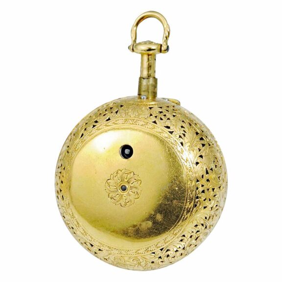 Gold English pair cased quarter repeater Circa 1730 Gold English pair cased quarter repeater Circa 1730