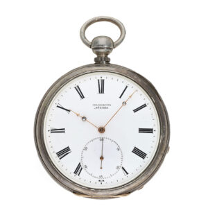 Heavy silver pocket chronometer with chain and fusee Circa 1860
