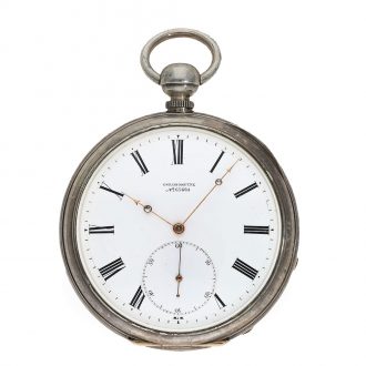 Heavy silver pocket chronometer with chain and fusee Circa 1860