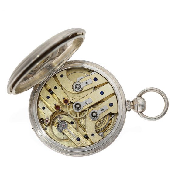 Heavy silver pocket chronometer with chain and fusee Circa 1860 Heavy silver pocket chronometer with chain and fusee Circa 1860