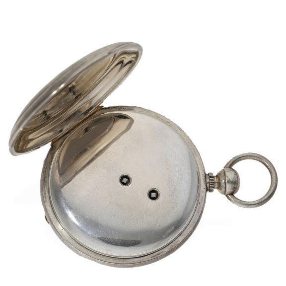 Heavy silver pocket chronometer with chain and fusee Circa 1860 Heavy silver pocket chronometer with chain and fusee Circa 1860
