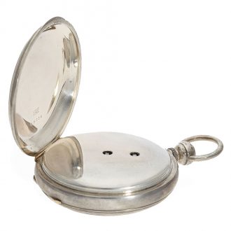 Heavy silver pocket chronometer with chain and fusee Circa 1860