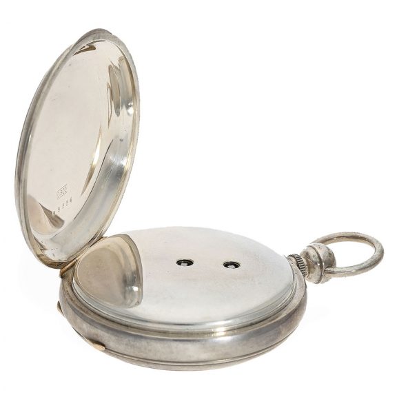 Heavy silver pocket chronometer with chain and fusee Circa 1860 Heavy silver pocket chronometer with chain and fusee Circa 1860