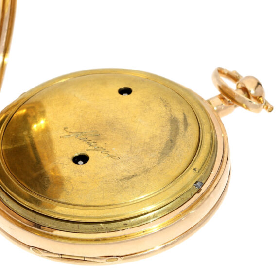Swiss 18k gold open face music pocket watch Circa 1820 Swiss 18k gold open face music pocket watch Circa 1820