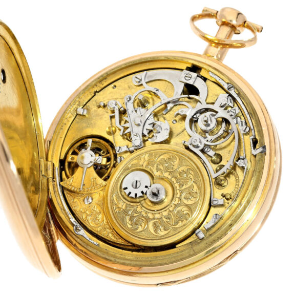 Swiss 18k gold open face music pocket watch Circa 1820 Swiss 18k gold open face music pocket watch Circa 1820