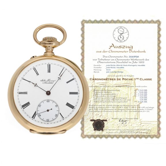 Swiss 18 Carat pink gold observatory chronometer Circa 1903