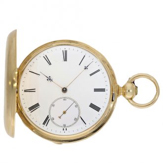 Heavy 18 carat gold hunting cased pocket chronometer Circa 1850