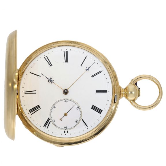 Heavy 18 carat gold hunting cased pocket chronometer Circa 1850