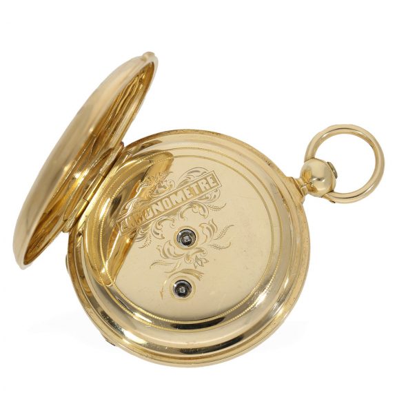 Heavy 18 carat gold hunting cased pocket chronometer Circa 1850 Heavy 18 carat gold hunting cased pocket chronometer Circa 1850