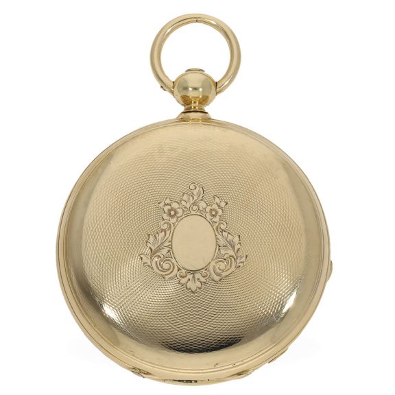 Heavy 18 carat gold hunting cased pocket chronometer Circa 1850 Heavy 18 carat gold hunting cased pocket chronometer Circa 1850