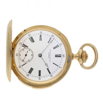 Swiss gold hunting cased watch with monogram Circa 1890
