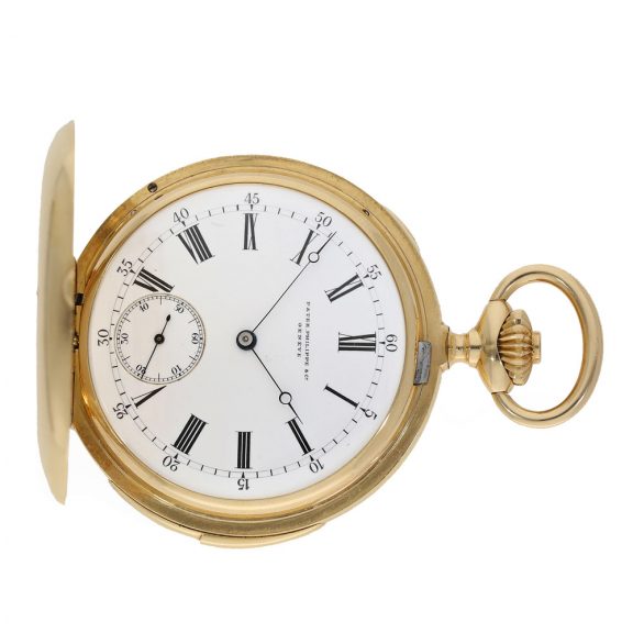 Swiss gold hunting cased watch with monogram Circa 1890