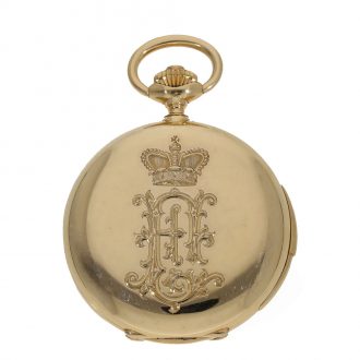 Swiss gold hunting cased watch with monogram Circa 1890