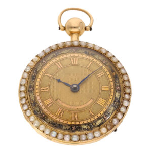 Swiss 18 carat gold verge watch with diamonds and repeater Circa 1800