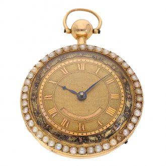 Swiss 18 carat gold verge watch with diamonds and repeater Circa 1800