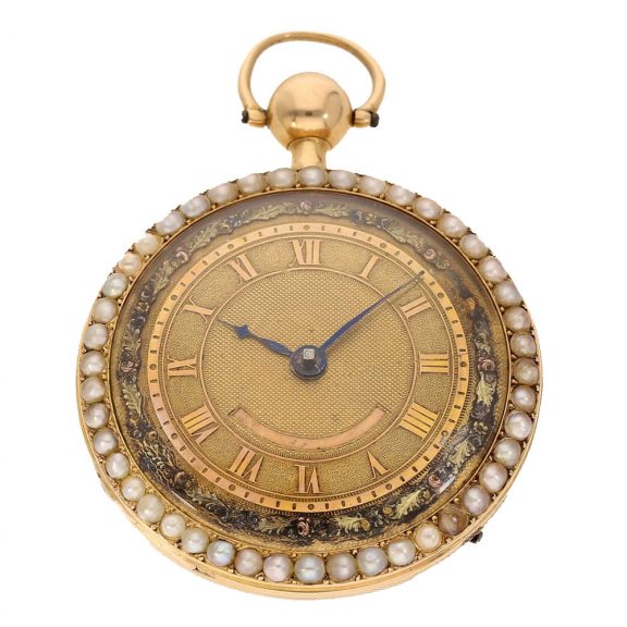Swiss 18 carat gold verge watch with diamonds and repeater Circa 1800