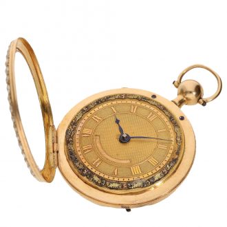 Swiss 18 carat gold verge watch with diamonds and repeater Circa 1800