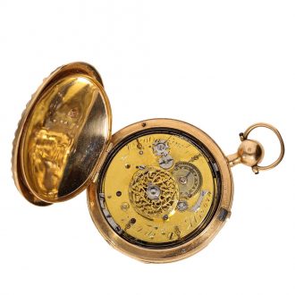 Swiss 18 carat gold verge watch with diamonds and repeater Circa 1800