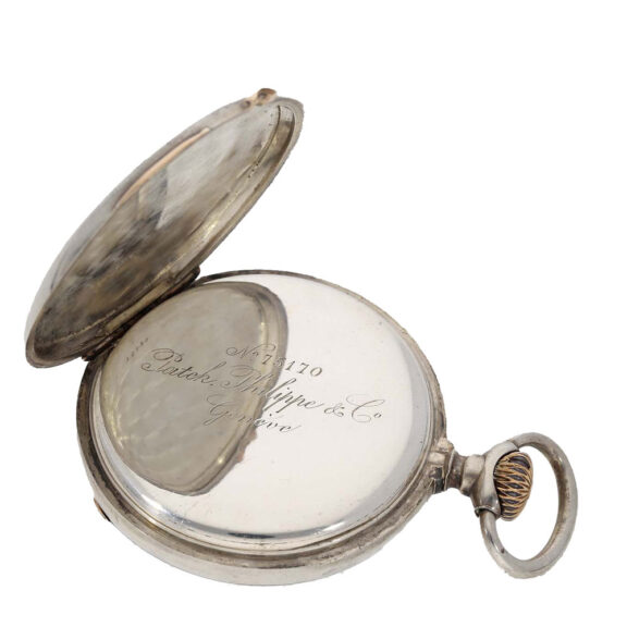 Swiss high quality silver pocket watch in original sales box Circa 1885 Swiss high quality silver pocket watch in original sales box Circa 1885