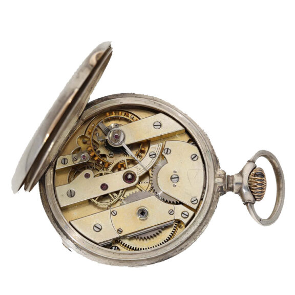 Swiss high quality silver pocket watch in original sales box Circa 1885 Swiss high quality silver pocket watch in original sales box Circa 1885