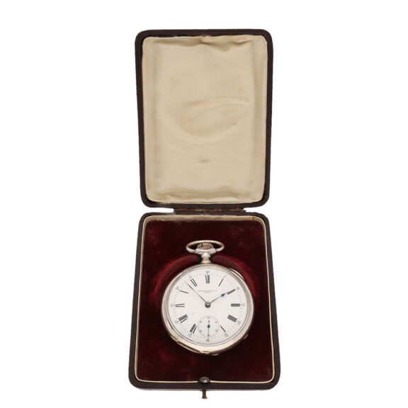Swiss high quality silver pocket watch in original sales box Circa 1885 Swiss high quality silver pocket watch in original sales box Circa 1885