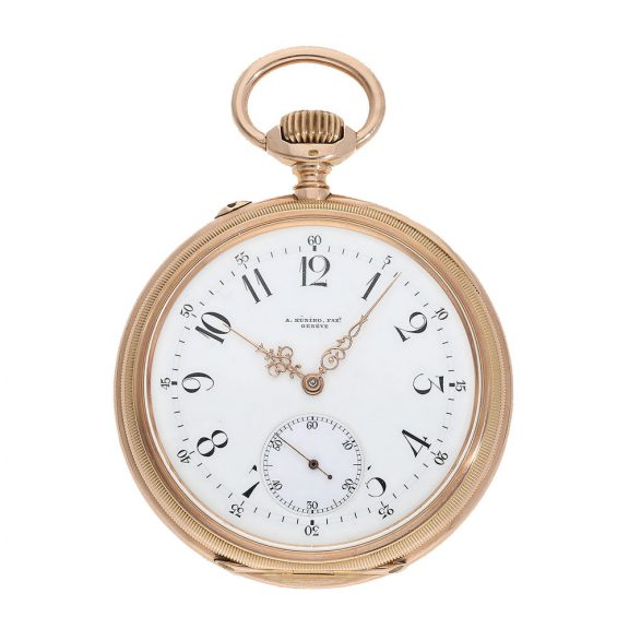 Swiss 14 Carat pink gold pocket watch with anker chronometer Circa 1910