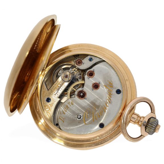 Heavy Swiss 18 carat gold watch with chronometer escapement Circa 1880 Heavy Swiss 18 carat gold watch with chronometer escapement Circa 1880