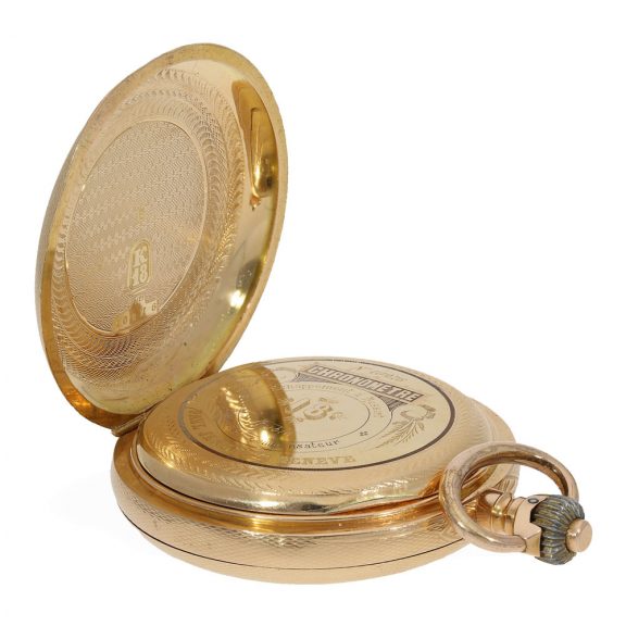 Heavy Swiss 18 carat gold watch with chronometer escapement Circa 1880 Heavy Swiss 18 carat gold watch with chronometer escapement Circa 1880