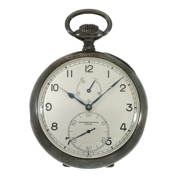 Swiss silver deck chronometer with power reserve indicator Circa 1940