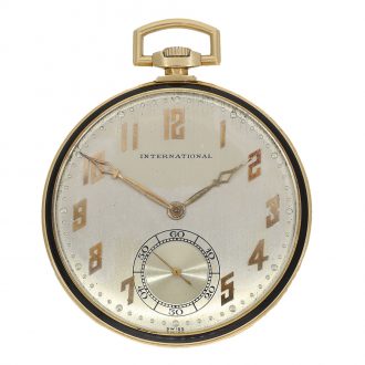 Swiss 18K gold Art Deco watch for the American market Circa 1925