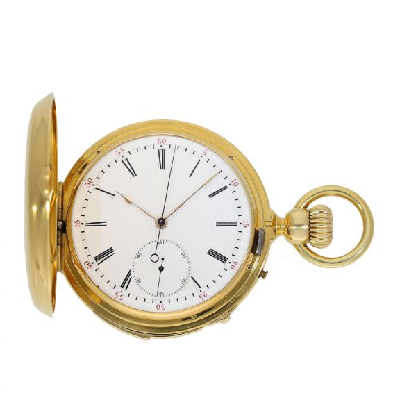Very fine Swiss 18 Carat gold full hunter cased watch Circa 1865