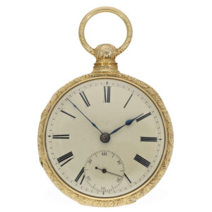 English 18 carat gold pocket watch with second stop Circa 1810