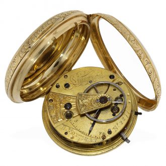 English 18 carat gold pocket watch with second stop Circa 1810