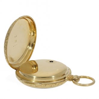 English 18 carat gold pocket watch with second stop Circa 1810