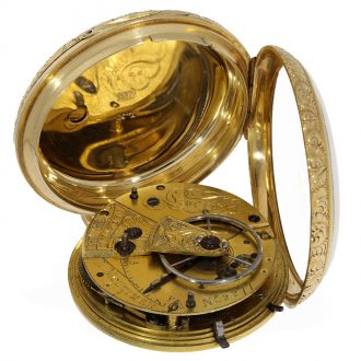 English 18 carat gold pocket watch with second stop Circa 1810