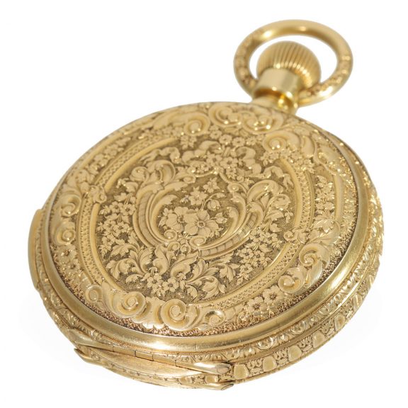 Swiss 18 carat gold astronomical à goutte case watch Circa 1875 Swiss 18 carat gold astronomical à goutte case watch Circa 1875