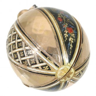 Swiss gold and enamel melon shaped verge watch Circa 1800