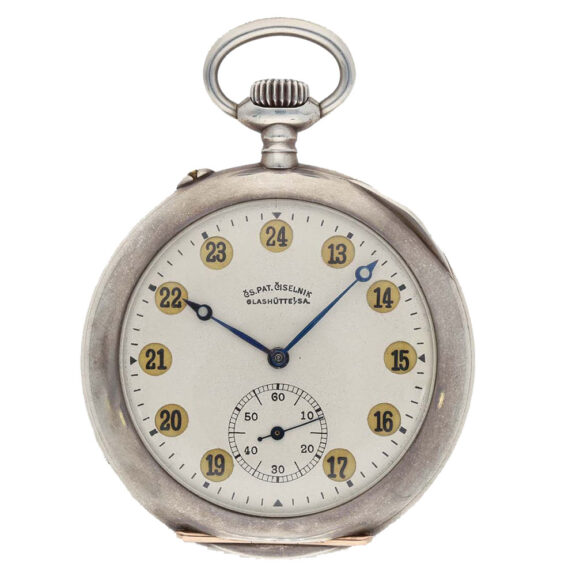 German silver precision watch with 24 hour jumping numerals Circa 1931