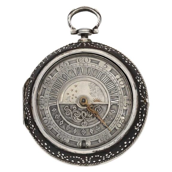 English silver verge with day and night indication Circa 1693
