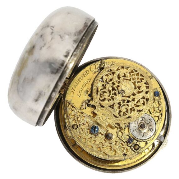 English silver verge with day and night indication Circa 1693 English silver verge with day and night indication Circa 1693