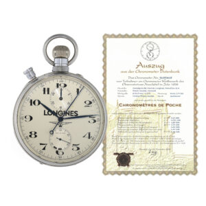 Swiss steel pocket watch with split seconds chronograph Circa 1958
