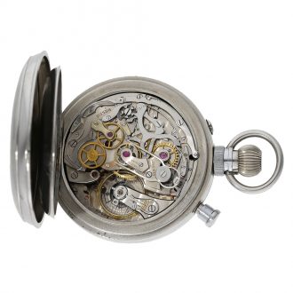 Swiss steel pocket watch with split seconds chronograph Circa 1958