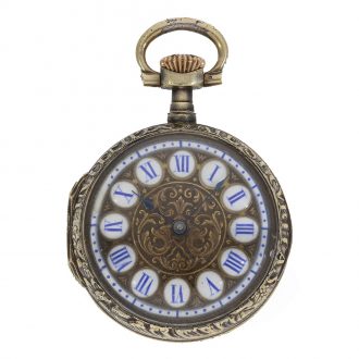 Swiss silver Louis XVI style watch with relief case Circa 1890