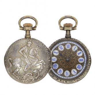Swiss silver Louis XVI style watch with relief case Circa 1890