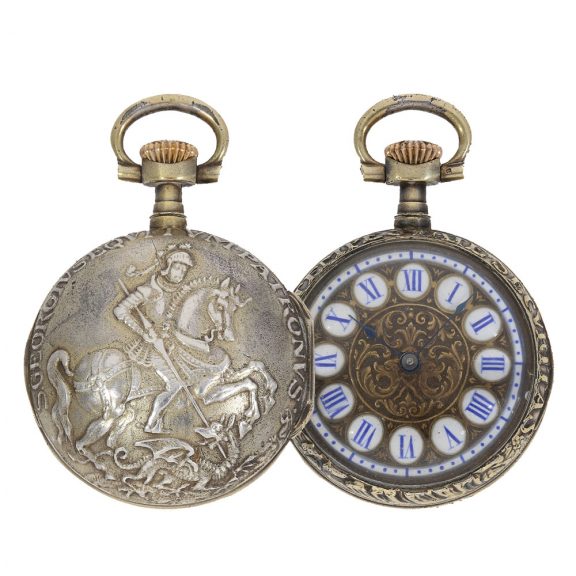 Swiss silver Louis XVI style watch with relief case Circa 1890 Swiss silver Louis XVI style watch with relief case Circa 1890