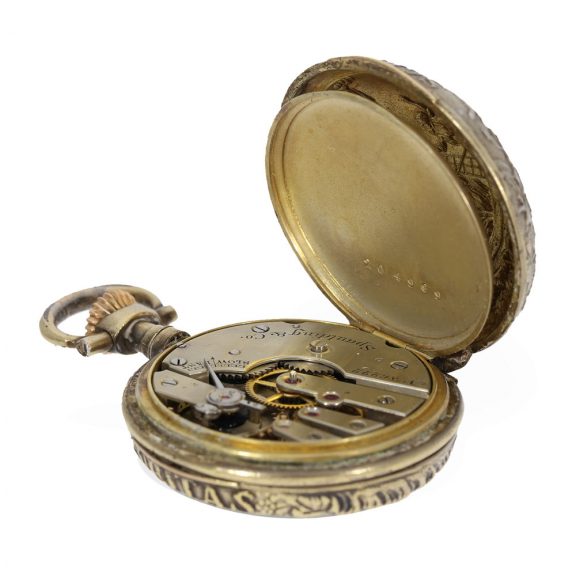 Swiss silver Louis XVI style watch with relief case Circa 1890 Swiss silver Louis XVI style watch with relief case Circa 1890
