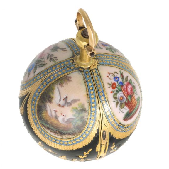 French gold and enamel high quality ball form watch Circa 1790 French gold and enamel high quality ball form watch Circa 1790
